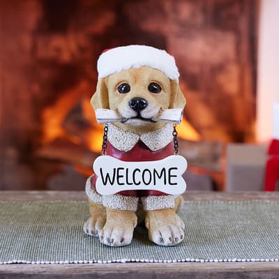 Resin Welcome Dog Statue