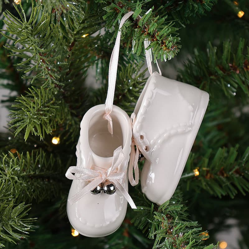 Baby's first best sale christmas ornament booties