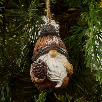 Gnome Holding Pinecone Ornament