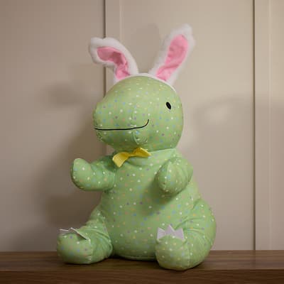 Jumbo Green Dino with Bunny Ears Plush