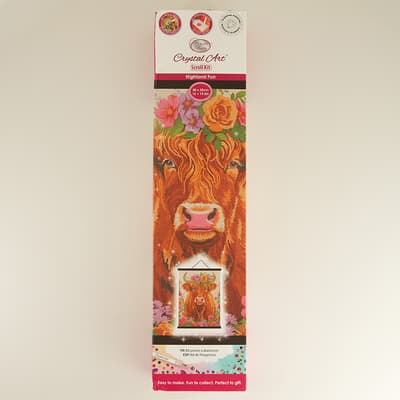 Highland Cow Fun Crystal Art Canvas Scroll