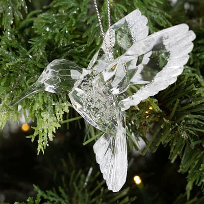 Frosted Clear Acrylic Hummingbird Ornament