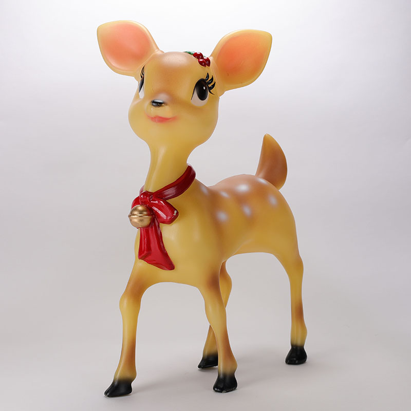 LED Blow Mold Nostalgic Girl Reindeer Cracker Barrel