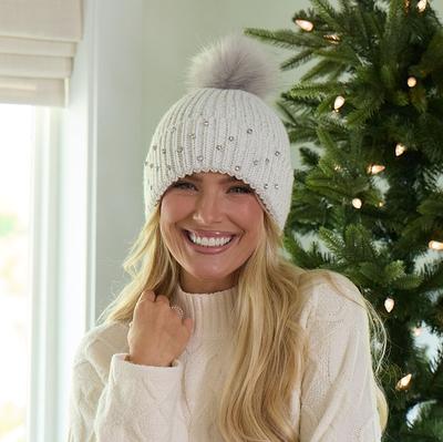 Gray Bling Band Beanie