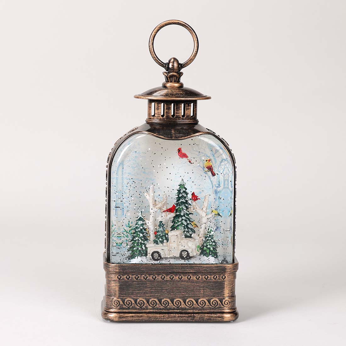 White Truck Lantern Glitter Globe Cracker Barrel