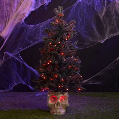 4' Pre-Lit Tree with Skull Base