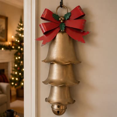 Metal Bells with Bow Hanging