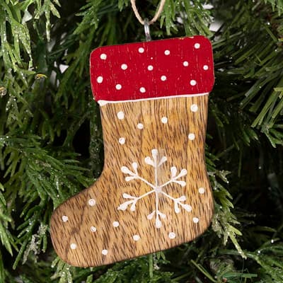 Hand painted Wooden Stocking Ornament