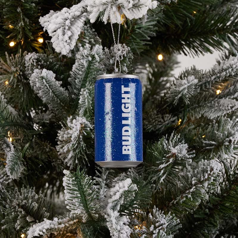 Bud Light Beer Can Glass Ornament