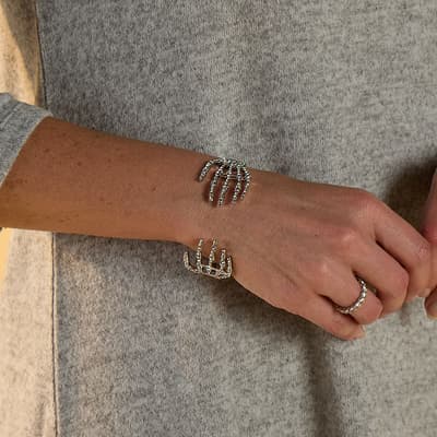 Bling Skeleton Cuff Bracelet - Silver