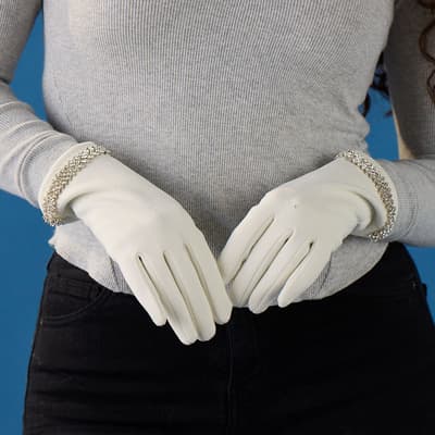 Ivory Gloves with Bling Cuff