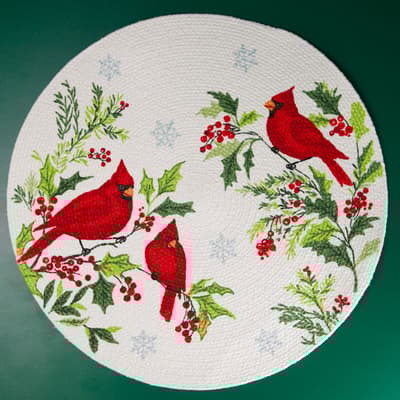Cardinal Wreath Braided Placemat