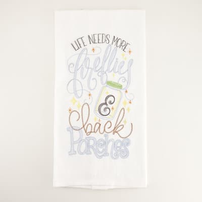 Fireflies Embroidered Flour Sack Towel