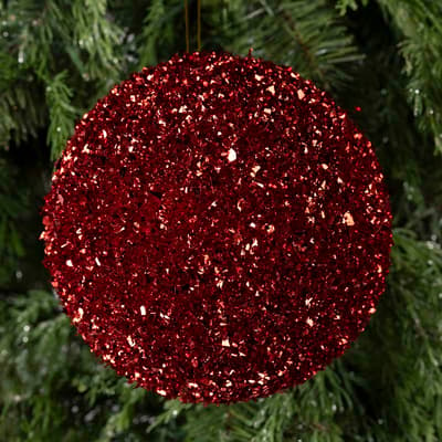 Jumbo Red Tinsel Ball Ornament