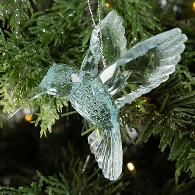 Green Iridescent Hummingbird Ornament