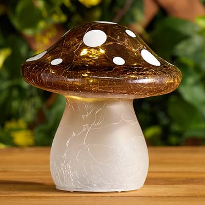 LED Cracked Glass Mushroom - Brown