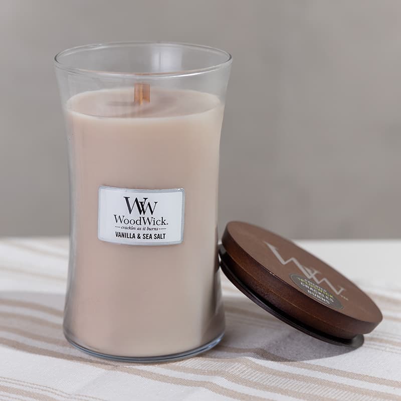 WoodWickreg; 21.5 Oz. Vanilla Sea Salt Hourglass Jar - Cracker Barrel