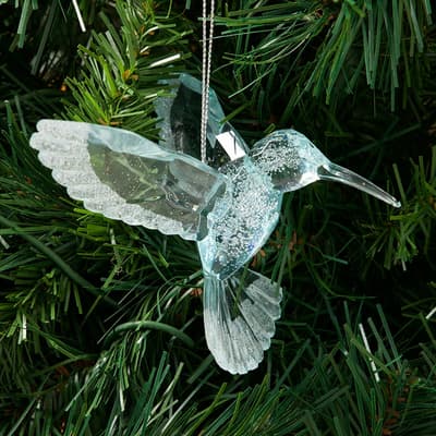 Blue Acrylic Hummingbird Ornament