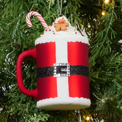 Glass Santa Mug Ornament