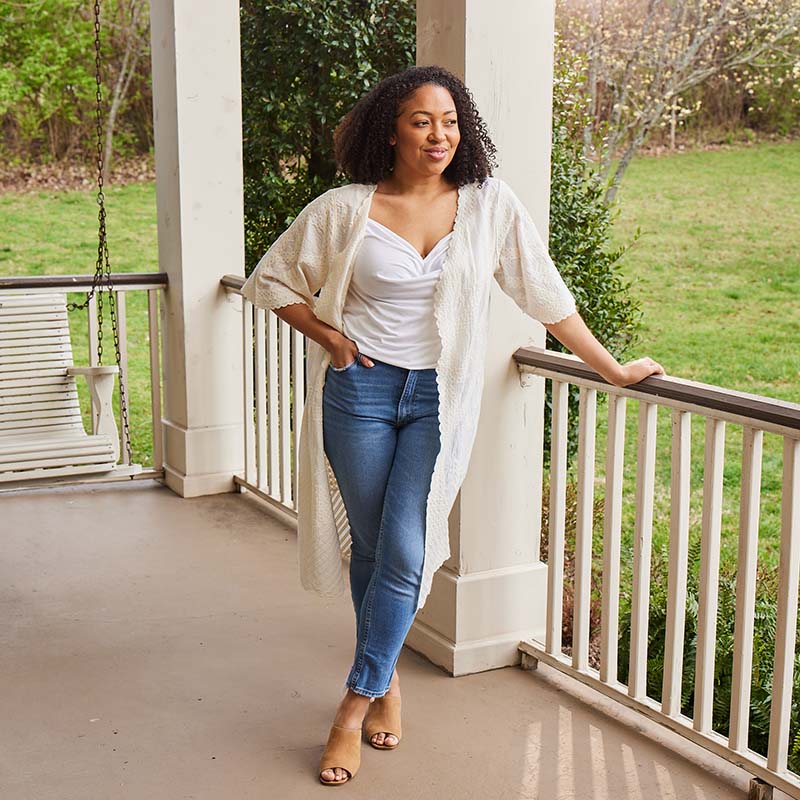 Ivory Embroidered Topper Horse Cracker Barrel