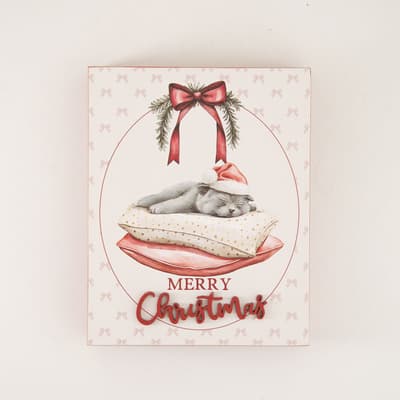 Christmas Cat Block Sign
