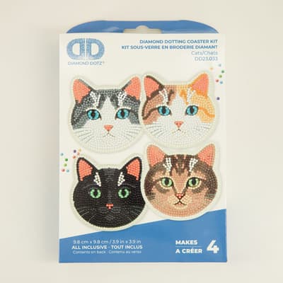 4 Pack Diamond Dott Coaster Kit Cats