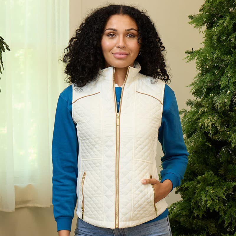 Ivory quilted vest hotsell