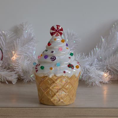 Light Up Ceramic Ice Cream Cupcake