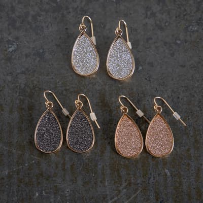 3-Pack Glitter Paper Teardrop Earrings