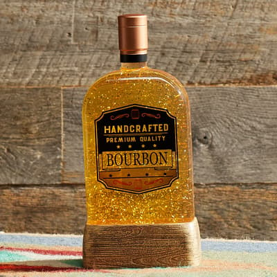 Bourbon Bottle Glitter Globe