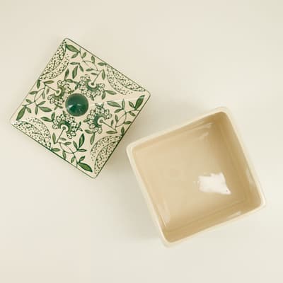 Ceramic Green Decorative Trinket Box