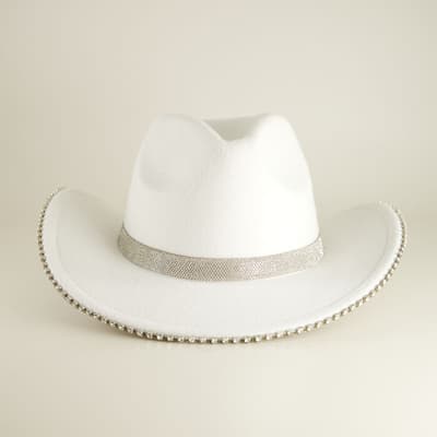 Rhinestone Brim White Cowgirl Hat