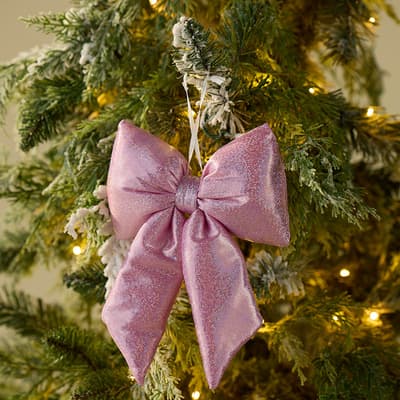 Pink Fabric Bow Ornament