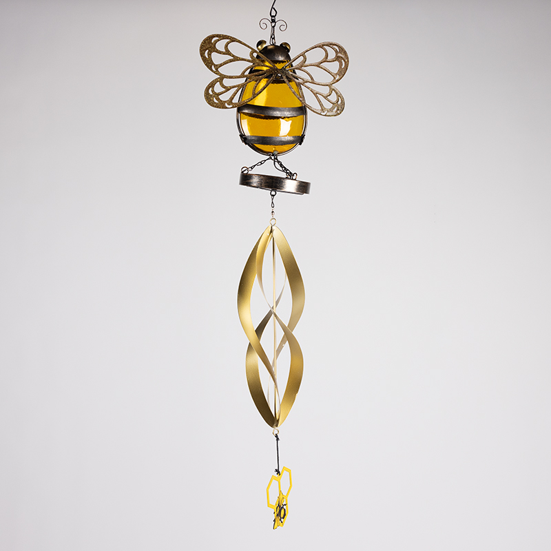 Metal Solar Bee Wind Chime Cracker Barrel