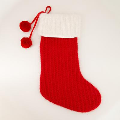 Red Knit Stocking With Pom Pom