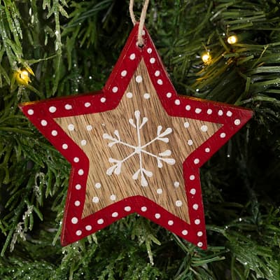 Hand Painted Wooden Star Ornament