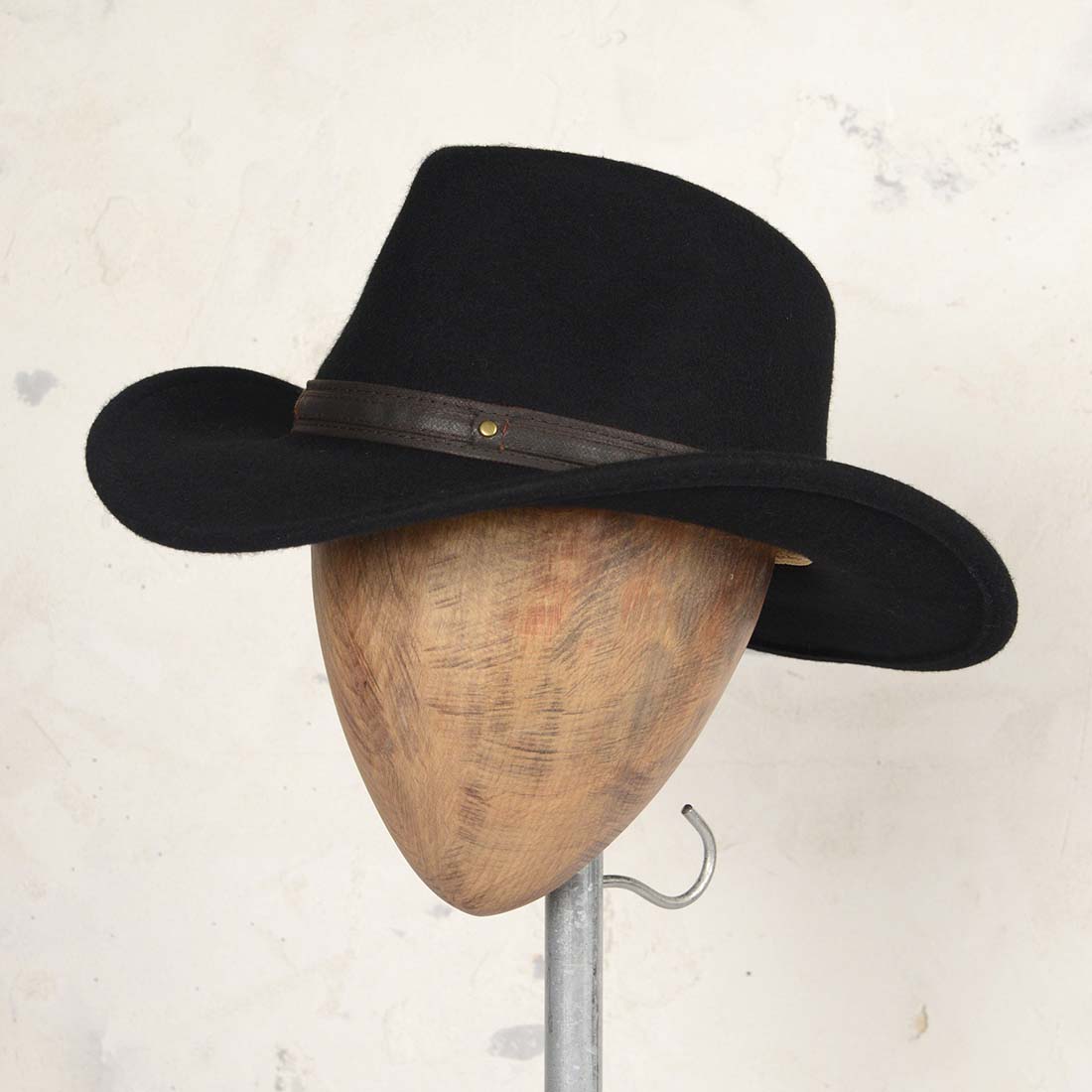 Scalia Black Wool Felt Outback Hat - Cracker Barrel