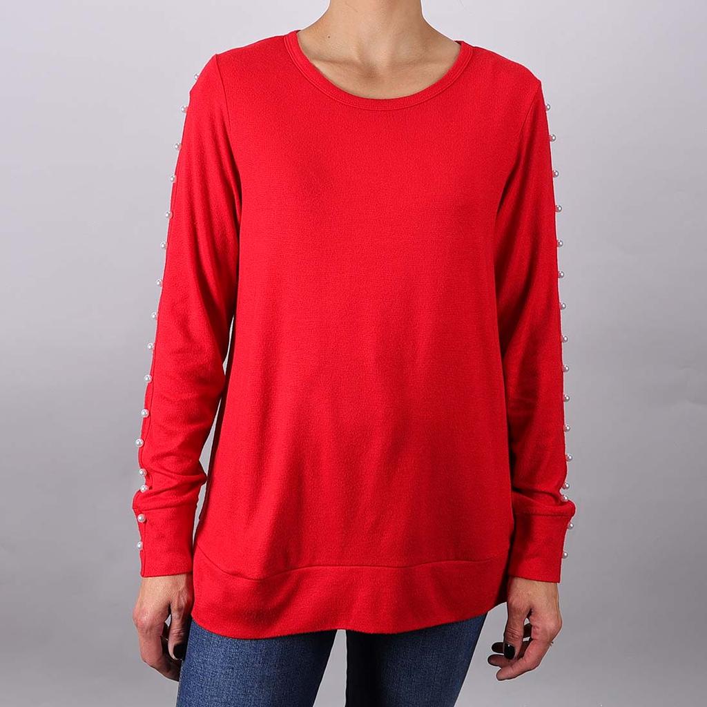 Red clearance pearl sweater