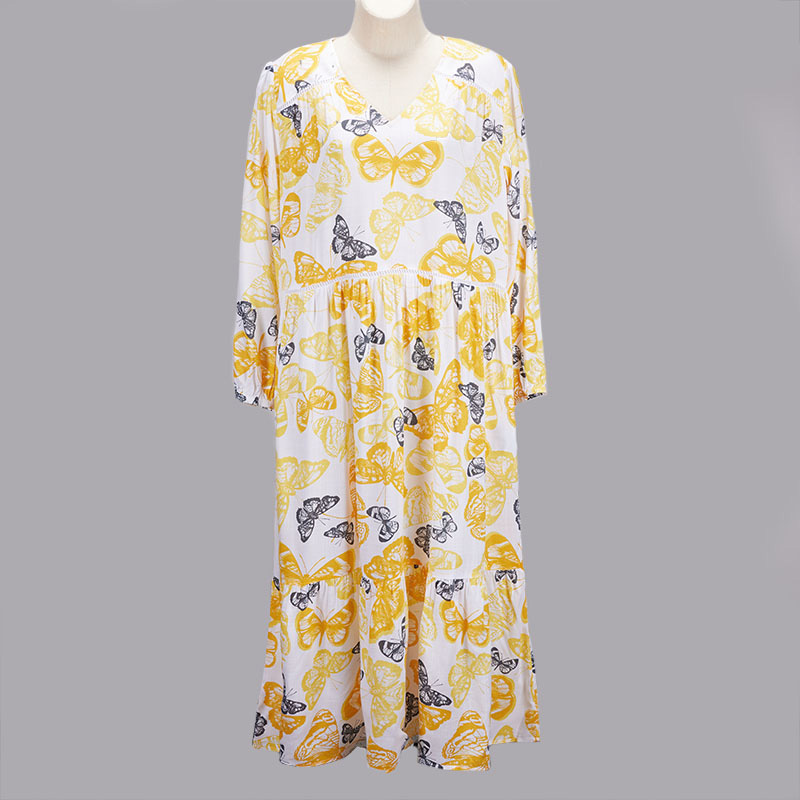 Yellow and Black Butterfly Print Dress Cracker Barrel