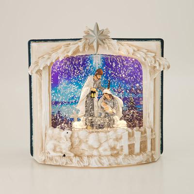 LED Nativity Book Glitter Globe