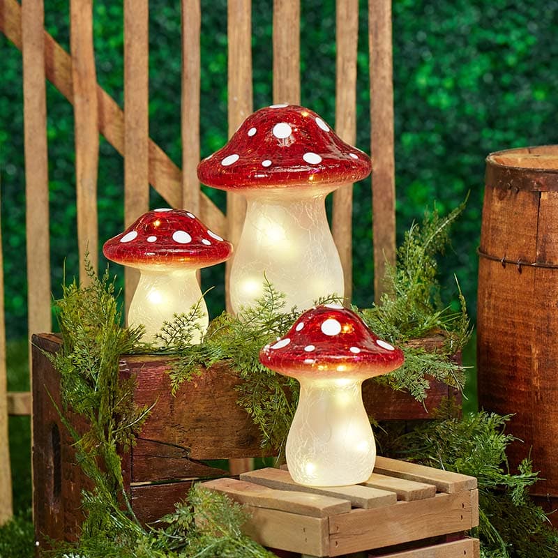 LED Red Mushroom - Large - Cracker Barrel