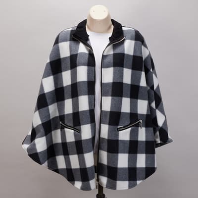 White and Black Plaid Wrap