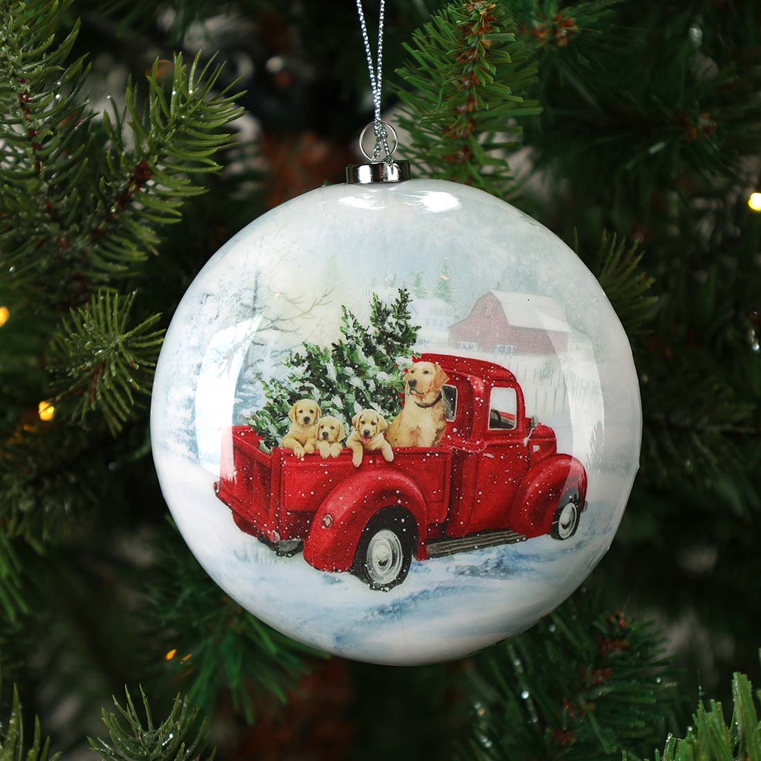 Red Truck Flat Ball Ornament Cracker Barrel