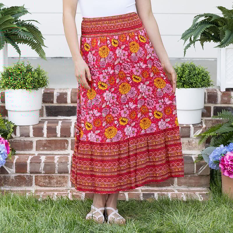 Cotton floral maxi skirt hotsell