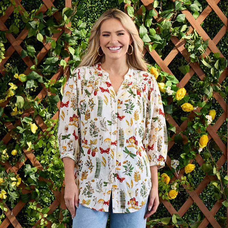 【未使用】Garden Floral-print Ribbon Blouse bfb70314-ae21-4227-8ece-