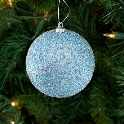Blue Glitter Ball Ornament