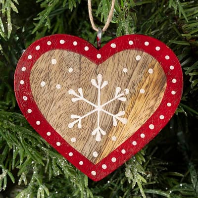Hand Painted Wooden Heart Ornament
