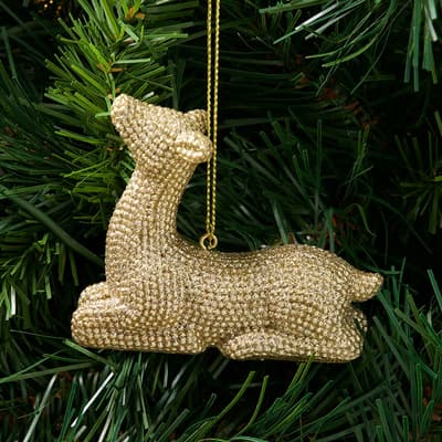 Gold Deer Ornament  - Sitting