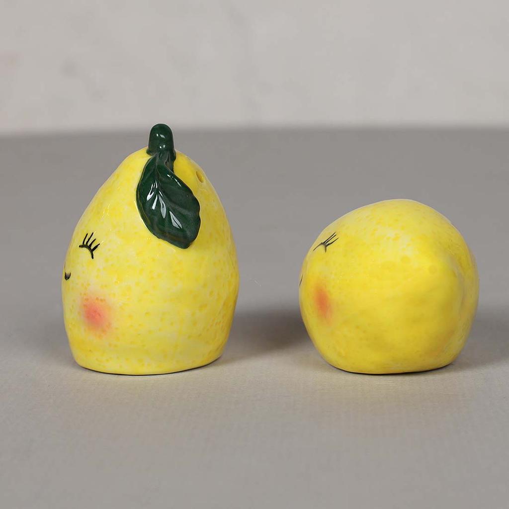 Push Button Salt & Pepper Shaker Retro Lemon Yellow 