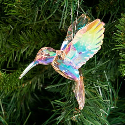 Pink Iridescent Hummingbird Ornament